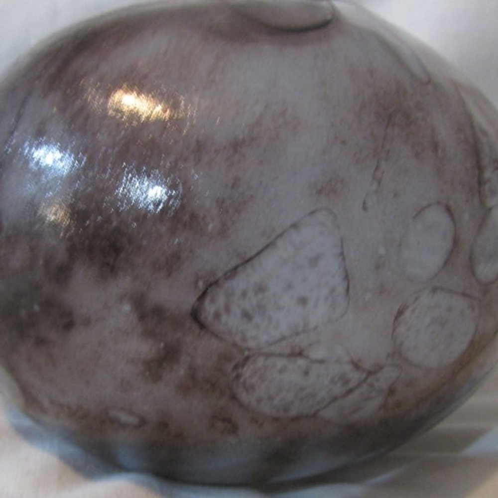 ART GLASS OIL LAMP BULB SHAPED HAND-BLOWN BROWN GRAY PURPLE